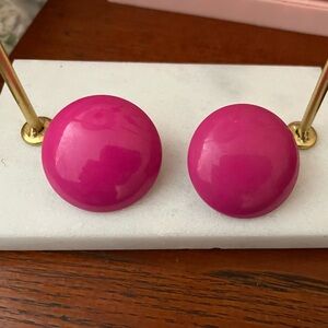 Vintage Bold Pink Round Clip On Earrings